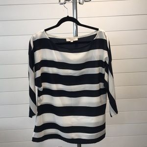 LOFT navy and white stripes top